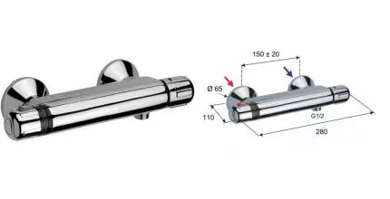 Смеситель для душа «Remer» Thermo H31 с термостатом хром