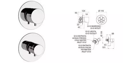 Смеситель для душа «Remer» Minimal Thermo NT95C с термостатом хром