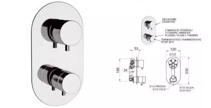 Смеситель для душа «Remer» Minimal Thermo NT95 с термостатом хром