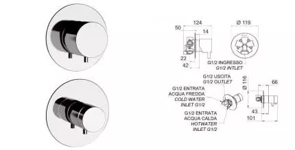 Смеситель для душа «Remer» Minimal Thermo NT94C с термостатом хром