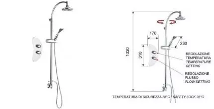 Душевая система «Remer» Eagle E30S11 с термостатом хром