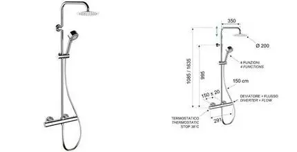 Душевая система «Remer» Elegance EQ32AUFM20 с термостатом хром