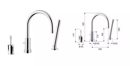 Смеситель на борт ванны «Remer» Jazz J07 хром Смеситель на борт ванны «Remer» Jazz J07 хром