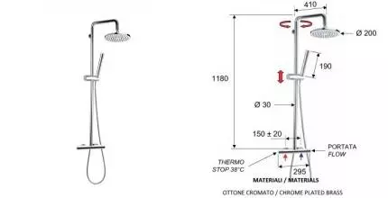 Душевая система «Remer» Minimal Thermo NT37 с термостатом хром Душевая система «Remer» Minimal Thermo NT37 с термостатом хром