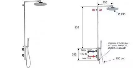 Душевая система «Remer» Minimal Thermo NT36BXL с термостатом хром