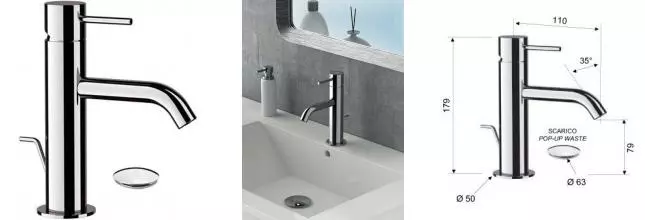 Смеситель для раковины «Remer» X-Style X10 с донным клапаном хром