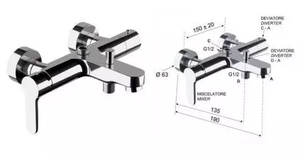 Смеситель для ванны «Remer» Winner W34 хром Смеситель для ванны «Remer» Winner W34 хром