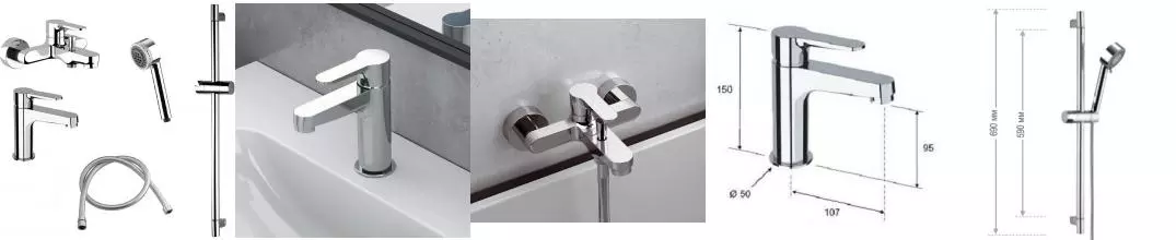 Комплект смесителей «Remer» Winner W0511315RHGM хром