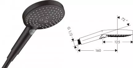 Ручная лейка «Hansgrohe» Raindance Select S 26530670 чёрная матовая