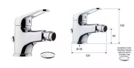 Смеситель для биде «Remer» Remix R20 с донным клапаном хром