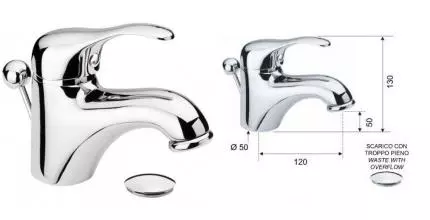 Смеситель для раковины «Remer» Musa M10 с донным клапаном хром