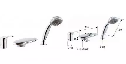 Смеситель для ванны «Remer» Musa M07UF хром