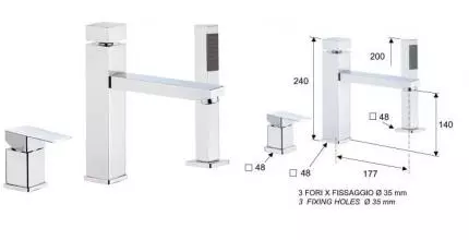 Смеситель на борт ванны «Remer» Flash Z07 хром Смеситель на борт ванны «Remer» Flash Z07 хром