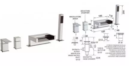 Смеситель на борт ванны «Remer» Flash ZC06 хром