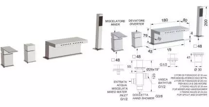 Смеситель на борт ванны «Remer» Flash Z06 хром