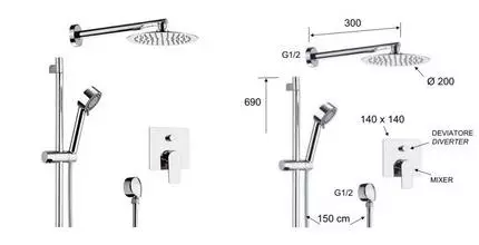 Душевая система «Remer» Dream D09S01UFM20 хром