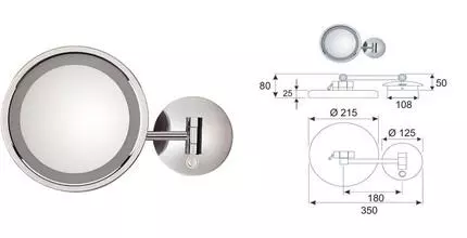 Косметическое зеркало «Remer» AH75LED на стену хром
