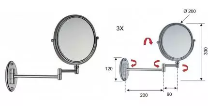 Косметическое зеркало «Remer» Bango RB635CR на стену хром
