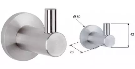 Крючок «Remer» Minimal Inox MI50INOXCR на стену матовый хром Крючок «Remer» Minimal Inox MI50INOXCR на стену матовый хром