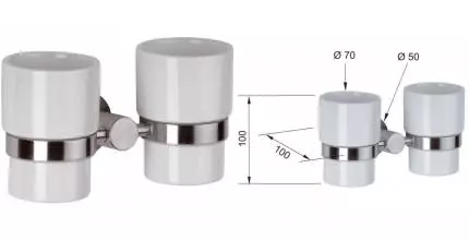 Двойной стакан для зубных щёток «Remer» Minimal Inox MI16INOXCR на стену матовый хром Двойной стакан для зубных щёток «Remer» Minimal Inox MI16INOXCR на стену матовый хром
