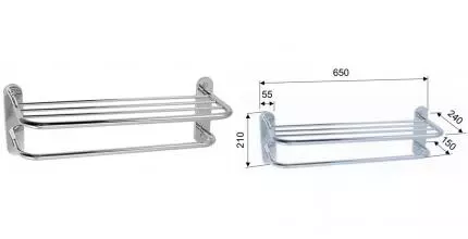 Полотенцедержатель с полкой «Remer» Bango RB470CR на стену хром