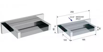 Верхний душ «Remer» 359ZC с каскадным изливом хром