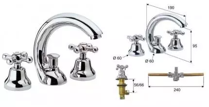 Смеситель для раковины «Remer» Liberty 11CLICE с донным клапаном хром