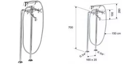 Напольный смеситель для ванны «Remer» Liberty 01LICE хром
