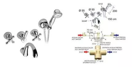 Смеситель для ванны «Remer» Liberty 03LIS01 хром