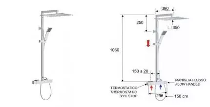 Душевая система «Remer» Qubica Thermo QT37XL с термостатом хром