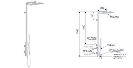 Душевая система «Remer» Qubica Thermo QT36XL с термостатом хром