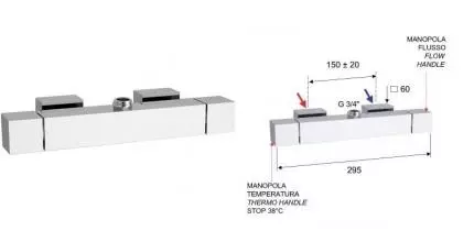 Смеситель для душа «Remer» Qubica Thermo QT35 с термостатом хром