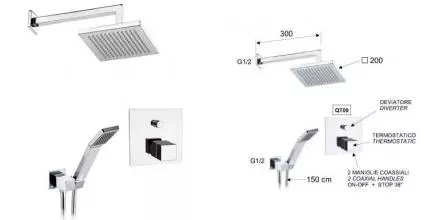 Душевая система «Remer» Qubica Thermo QT09S02 с термостатом хром