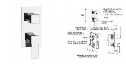 Смеситель для душа «Remer» Qubica Q937 хром Смеситель для душа «Remer» Qubica Q937 хром