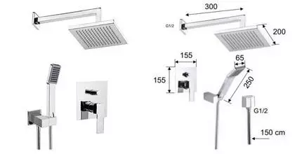 Душевая система «Remer» Qubica Q09S02 хром