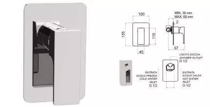 Смеситель для душа «Remer» Absolute AU30 хром