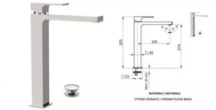 Смеситель для раковины «Remer» Absolute AU10L с донным клапаном хром Смеситель для раковины «Remer» Absolute AU10L с донным клапаном хром