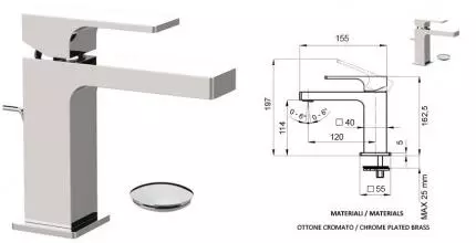 Смеситель для раковины «Remer» Absolute AU10 с донным клапаном хром Смеситель для раковины «Remer» Absolute AU10 с донным клапаном хром