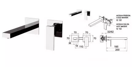 Смеситель для раковины «Remer» Qubica Design QD15P хром