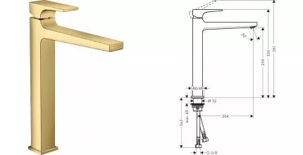 Смеситель для раковины «Hansgrohe» Metropol 32512990 с донным клапаном полированное золото