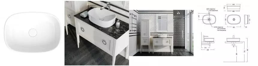 Раковина «Kerama Marazzi» Circo 50/36 CI.wb.50 фарфоровая белая Раковина «Kerama Marazzi» Circo 50/36 CI.wb.50 фарфоровая белая