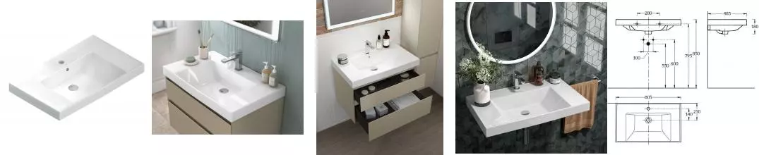 Раковина «Kerama Marazzi» Cubo 80/48 CU.wb.80 фарфоровая белая Раковина «Kerama Marazzi» Cubo 80/48 CU.wb.80 фарфоровая белая