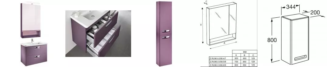 Мебель для ванной подвесная «Roca» The Gap 70 фиолетовая