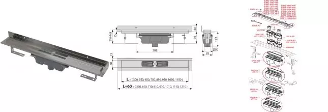 Душевой лоток «AlcaPlast» APZ1016-1150 Wall фиксированный воротник APZ1016-1150 вертикальный выпуск без решетки Душевой лоток «AlcaPlast» APZ1016-1150 Wall фиксированный воротник APZ1016-1150 вертикальный выпуск без решетки