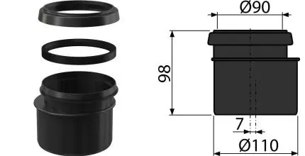Отвод для инсталляций «AlcaPlast» M907 эксцентрик 90/110