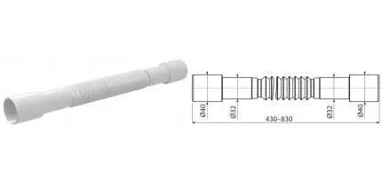 Гофра для раковины или мойки, для ванны «AlcaPlast» A794 Гибкое соединение 40–32-32–40