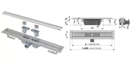 Душевой лоток «AlcaPlast» APZ1-650 Smart Line APZ1SMART-LINE-650 боковой выпуск нержавеющая сталь Душевой лоток «AlcaPlast» APZ1-650 Smart Line APZ1SMART-LINE-650 боковой выпуск нержавеющая сталь