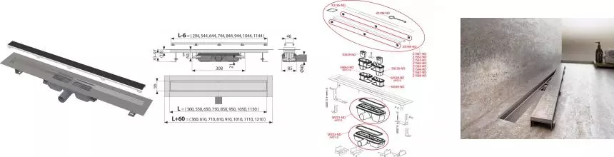 Душевой лоток «AlcaPlast» APZ115-550 Marble Low APZ115-550 боковой выпуск под плитку Душевой лоток «AlcaPlast» APZ115-550 Marble Low APZ115-550 боковой выпуск под плитку
