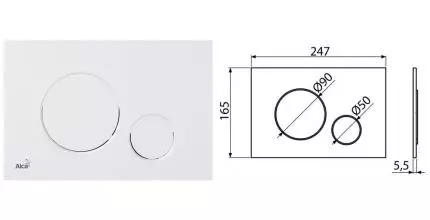 Кнопка смыва «AlcaPlast» M676 белый матовый