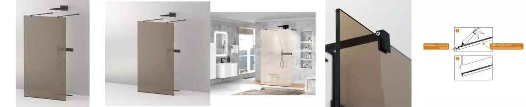 Душевая перегородка «Cezares» LIBERTA-L-2-110-BR-NERO 110/195 бронза/чёрная